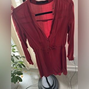 All Saints Red Button Down Dress